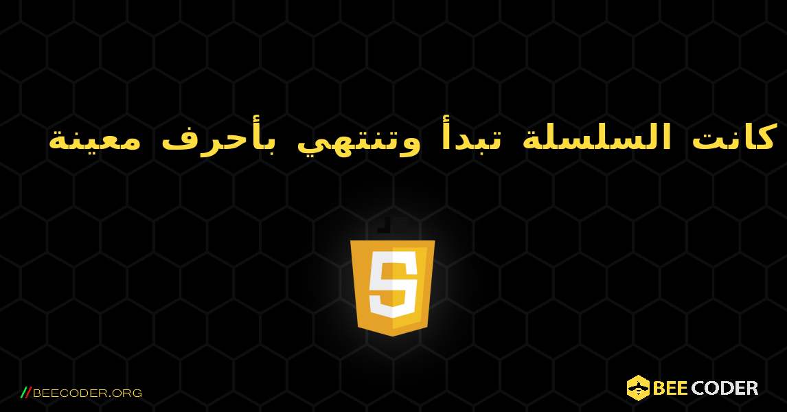 تحقق مما إذا كانت السلسلة تبدأ وتنتهي بأحرف معينة. JavaScript