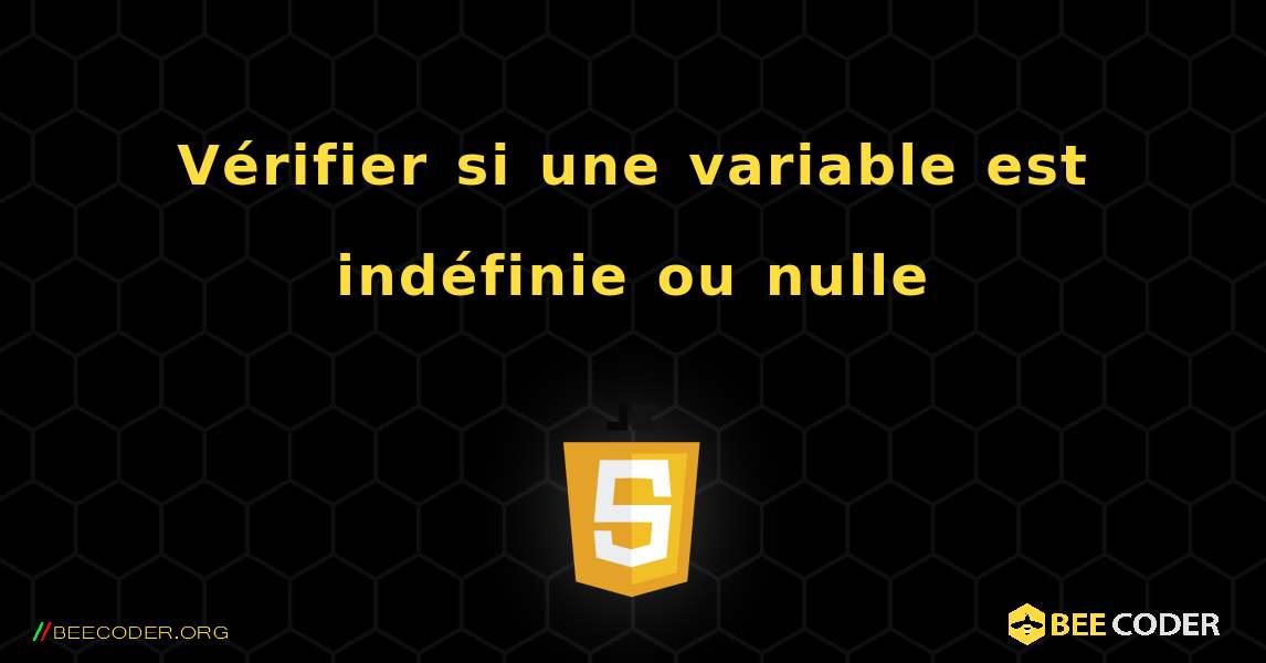 Vérifier si une variable est indéfinie ou nulle. JavaScript