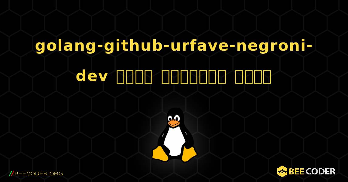 golang-github-urfave-negroni-dev  कैसे स्थापित करें. Linux