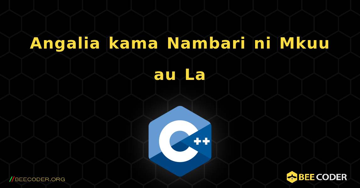 Angalia kama Nambari ni Mkuu au La. C++
