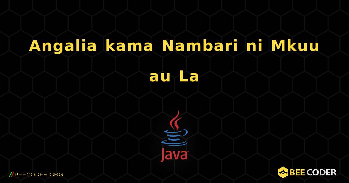 Angalia kama Nambari ni Mkuu au La. Java