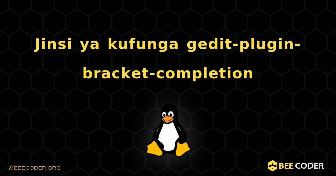 Jinsi ya kufunga gedit-plugin-bracket-completion . Linux