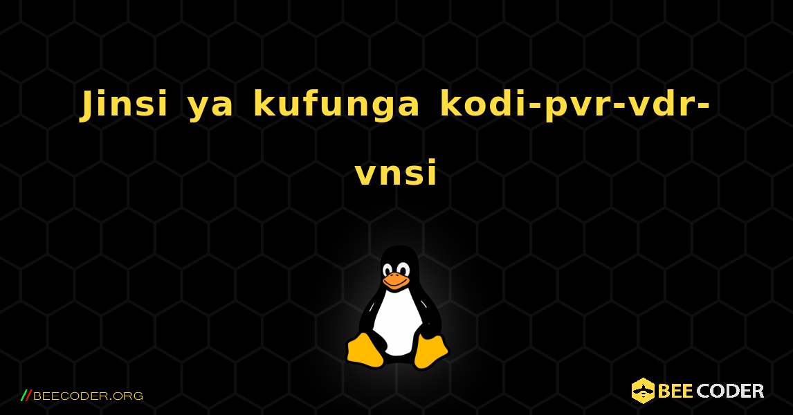 Jinsi ya kufunga kodi-pvr-vdr-vnsi . Linux