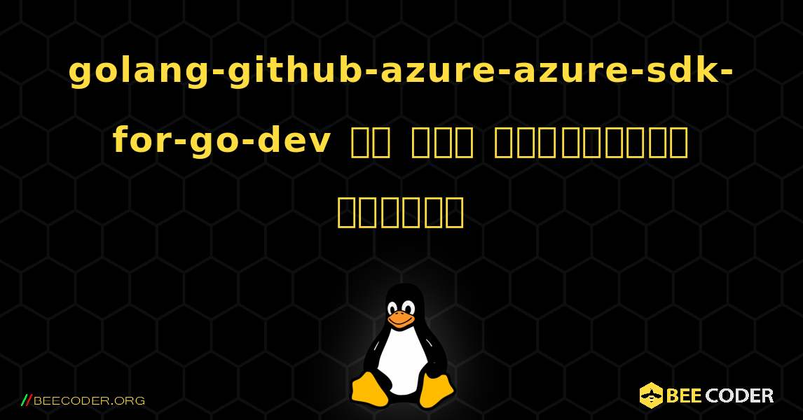 golang-github-azure-azure-sdk-for-go-dev ని ఎలా ఇన్‌స్టాల్ చేయాలి. Linux