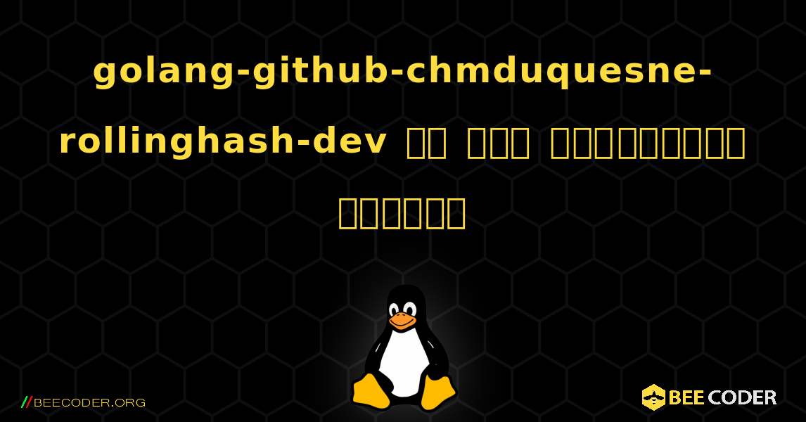 golang-github-chmduquesne-rollinghash-dev ని ఎలా ఇన్‌స్టాల్ చేయాలి. Linux