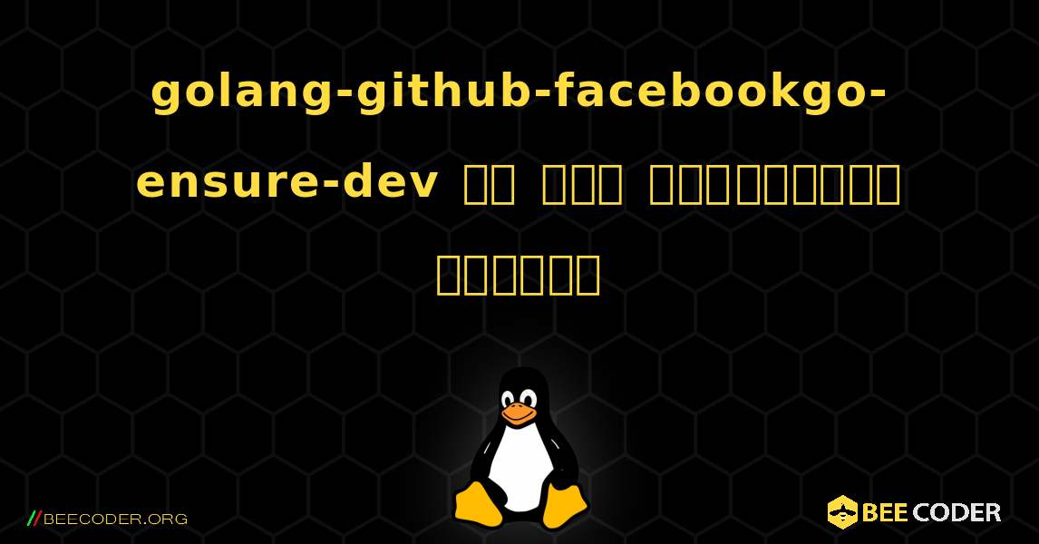 golang-github-facebookgo-ensure-dev ని ఎలా ఇన్‌స్టాల్ చేయాలి. Linux