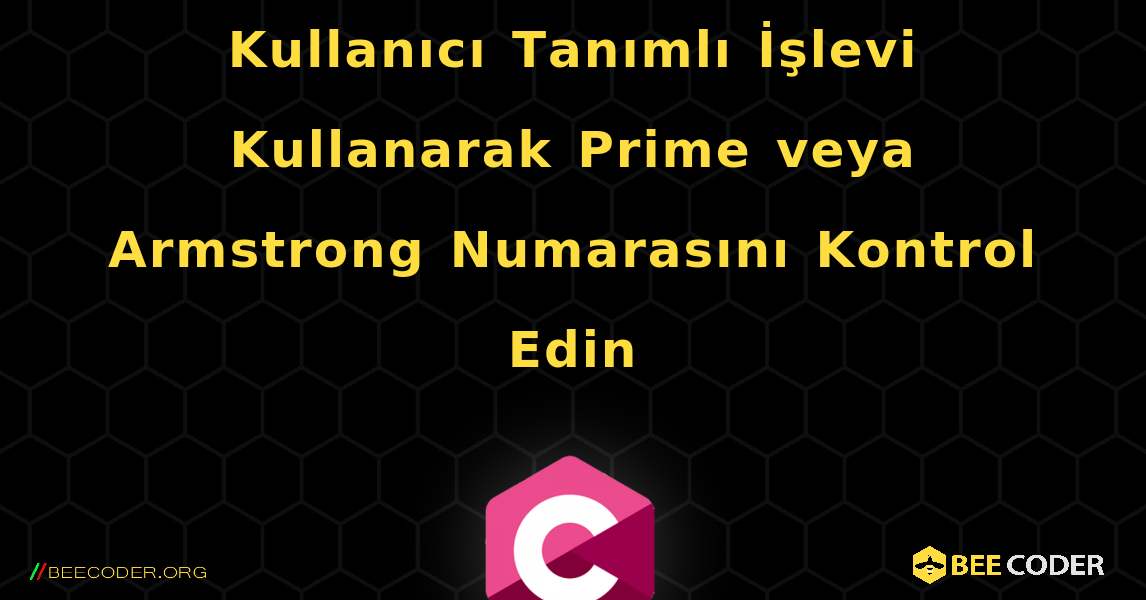 Kullanıcı Tanımlı İşlevi Kullanarak Prime veya Armstrong Numarasını Kontrol Edin. C