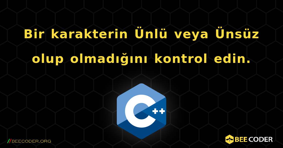 Bir karakterin Ünlü veya Ünsüz olup olmadığını kontrol edin.. C++