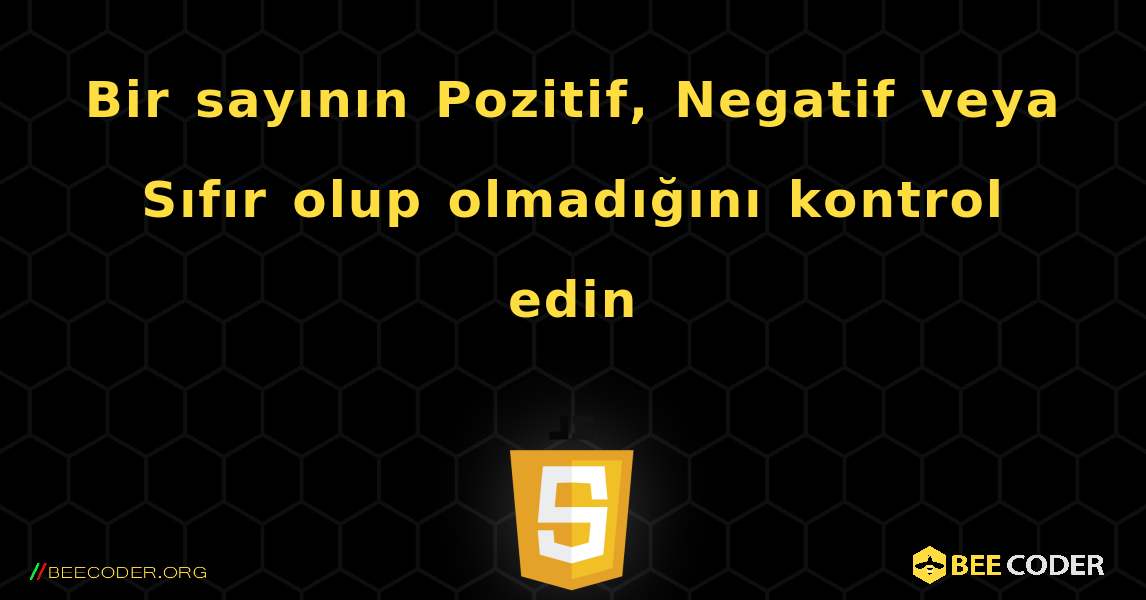 Bir sayının Pozitif, Negatif veya Sıfır olup olmadığını kontrol edin. JavaScript