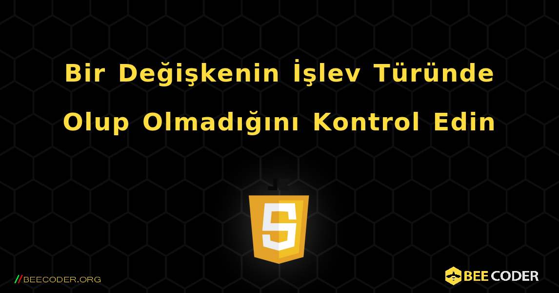 Bir Değişkenin İşlev Türünde Olup Olmadığını Kontrol Edin. JavaScript