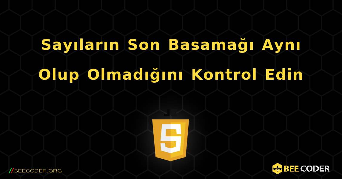 Sayıların Son Basamağı Aynı Olup Olmadığını Kontrol Edin. JavaScript