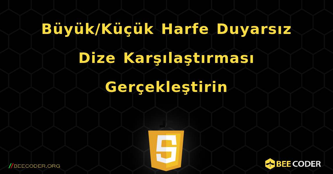 Büyük/Küçük Harfe Duyarsız Dize Karşılaştırması Gerçekleştirin. JavaScript