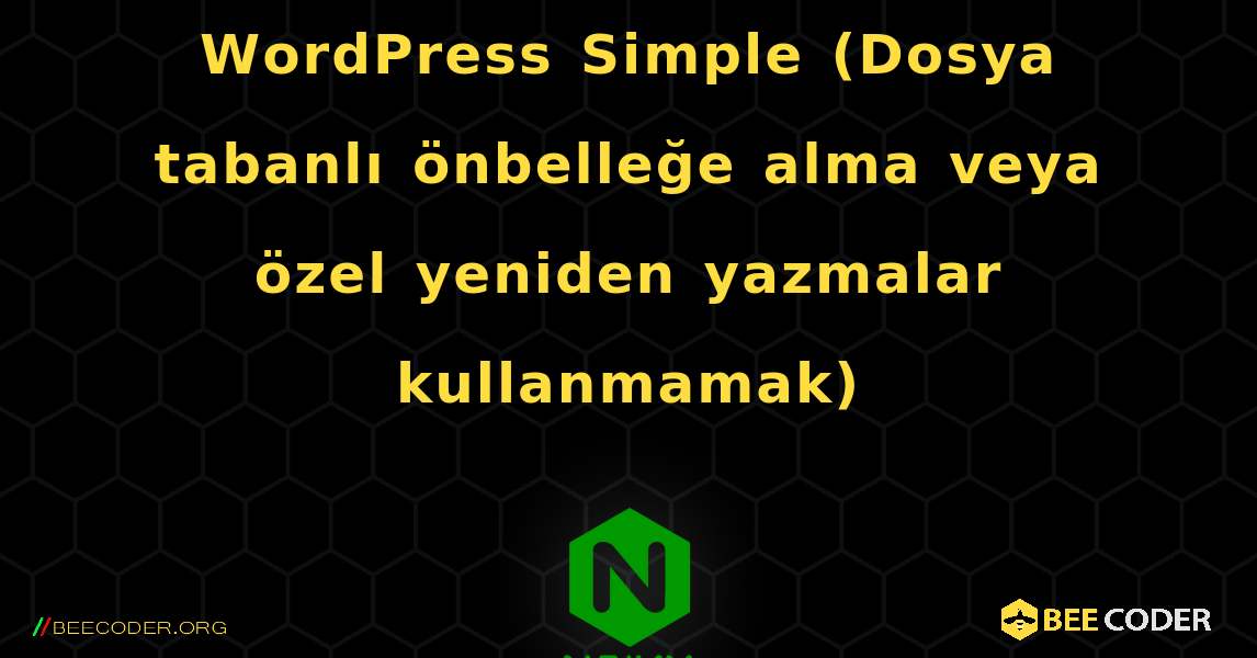 WordPress Simple (Dosya tabanlı önbelleğe alma veya özel yeniden yazmalar kullanmamak). NGINX