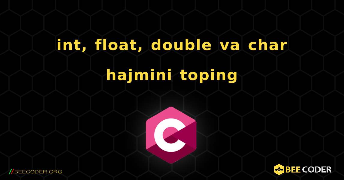 int, float, double va char hajmini toping. C