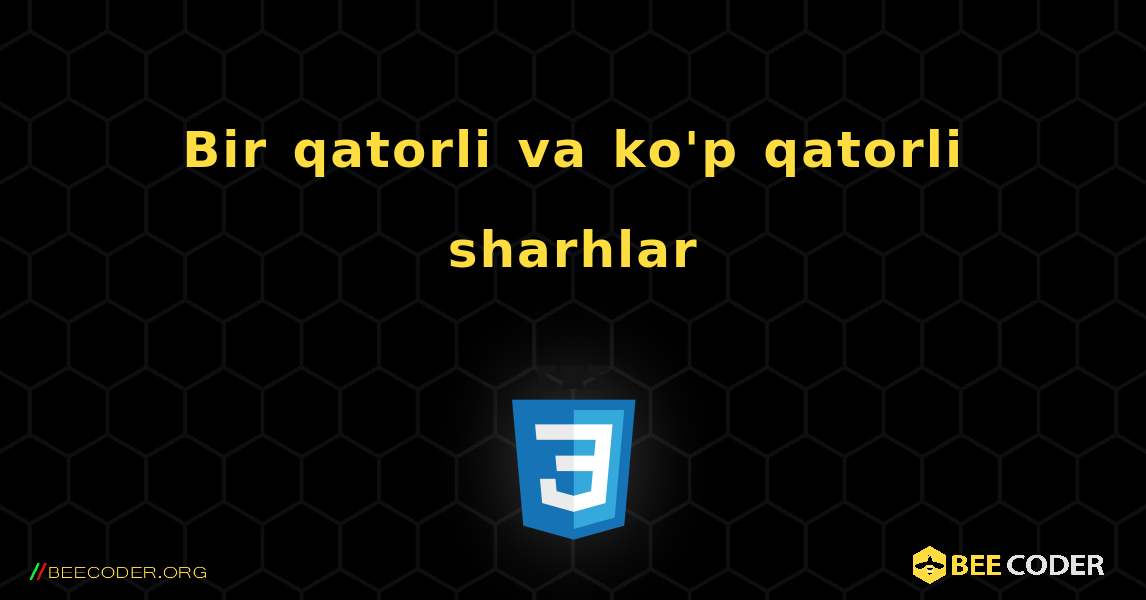 Bir qatorli va ko'p qatorli sharhlar. CSS