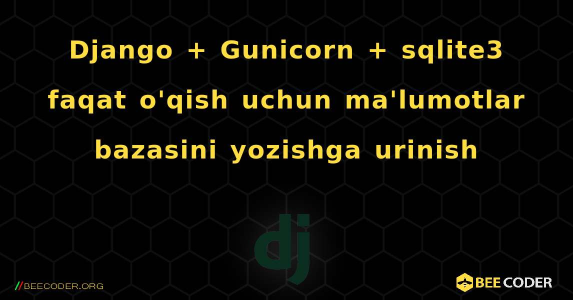 Django + Gunicorn + sqlite3 faqat o'qish uchun ma'lumotlar bazasini yozishga urinish. Django