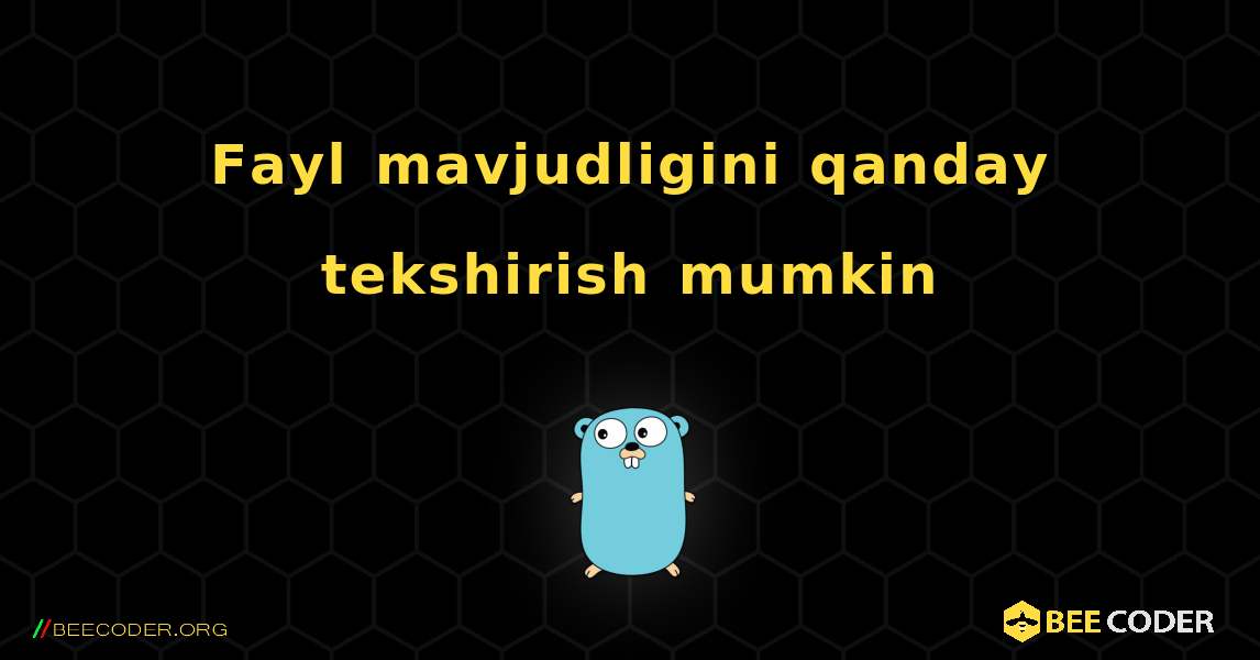 Fayl mavjudligini qanday tekshirish mumkin. GoLang