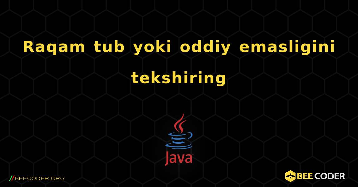 Raqam tub yoki oddiy emasligini tekshiring. Java