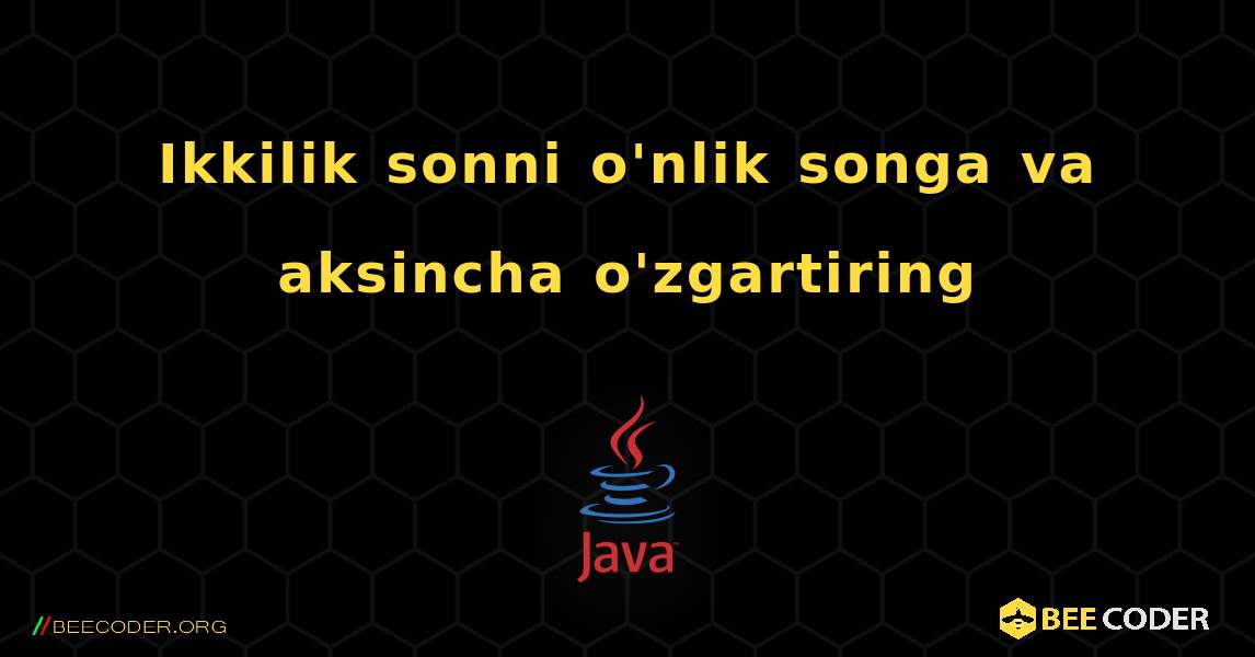 Ikkilik sonni o'nlik songa va aksincha o'zgartiring. Java