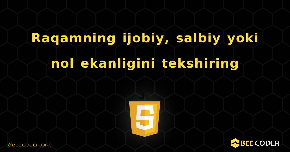 Raqamning ijobiy, salbiy yoki nol ekanligini tekshiring. JavaScript