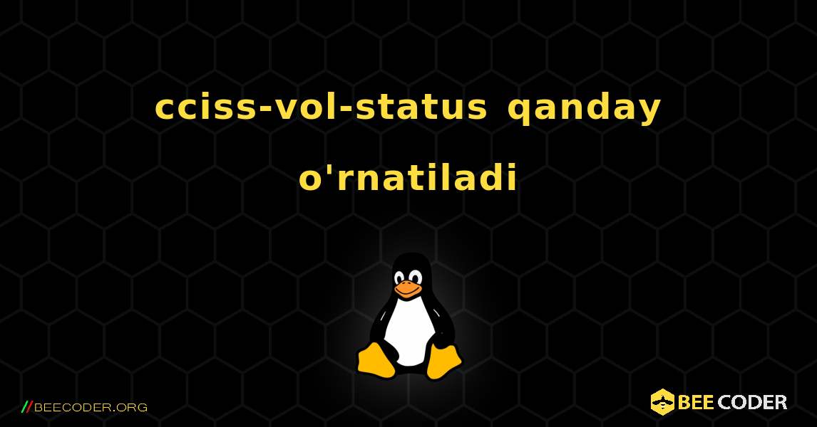 cciss-vol-status  qanday o'rnatiladi. Linux
