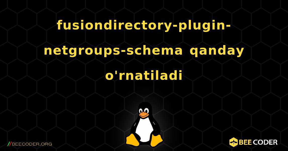 fusiondirectory-plugin-netgroups-schema  qanday o'rnatiladi. Linux