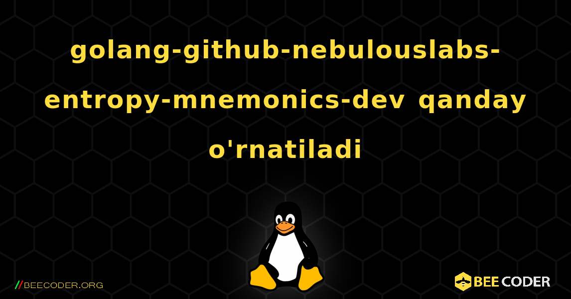 golang-github-nebulouslabs-entropy-mnemonics-dev  qanday o'rnatiladi. Linux