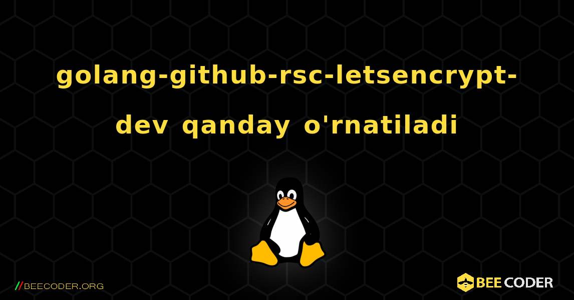 golang-github-rsc-letsencrypt-dev  qanday o'rnatiladi. Linux
