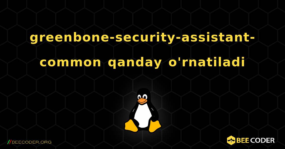 greenbone-security-assistant-common  qanday o'rnatiladi. Linux