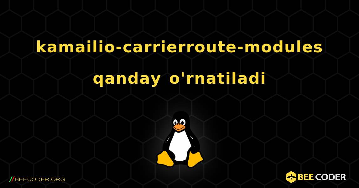kamailio-carrierroute-modules  qanday o'rnatiladi. Linux