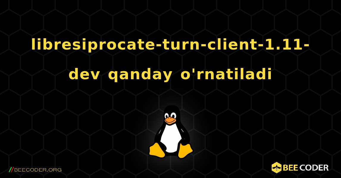libresiprocate-turn-client-1.11-dev  qanday o'rnatiladi. Linux