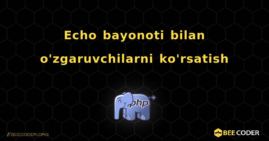 Echo bayonoti bilan o'zgaruvchilarni ko'rsatish. PHP